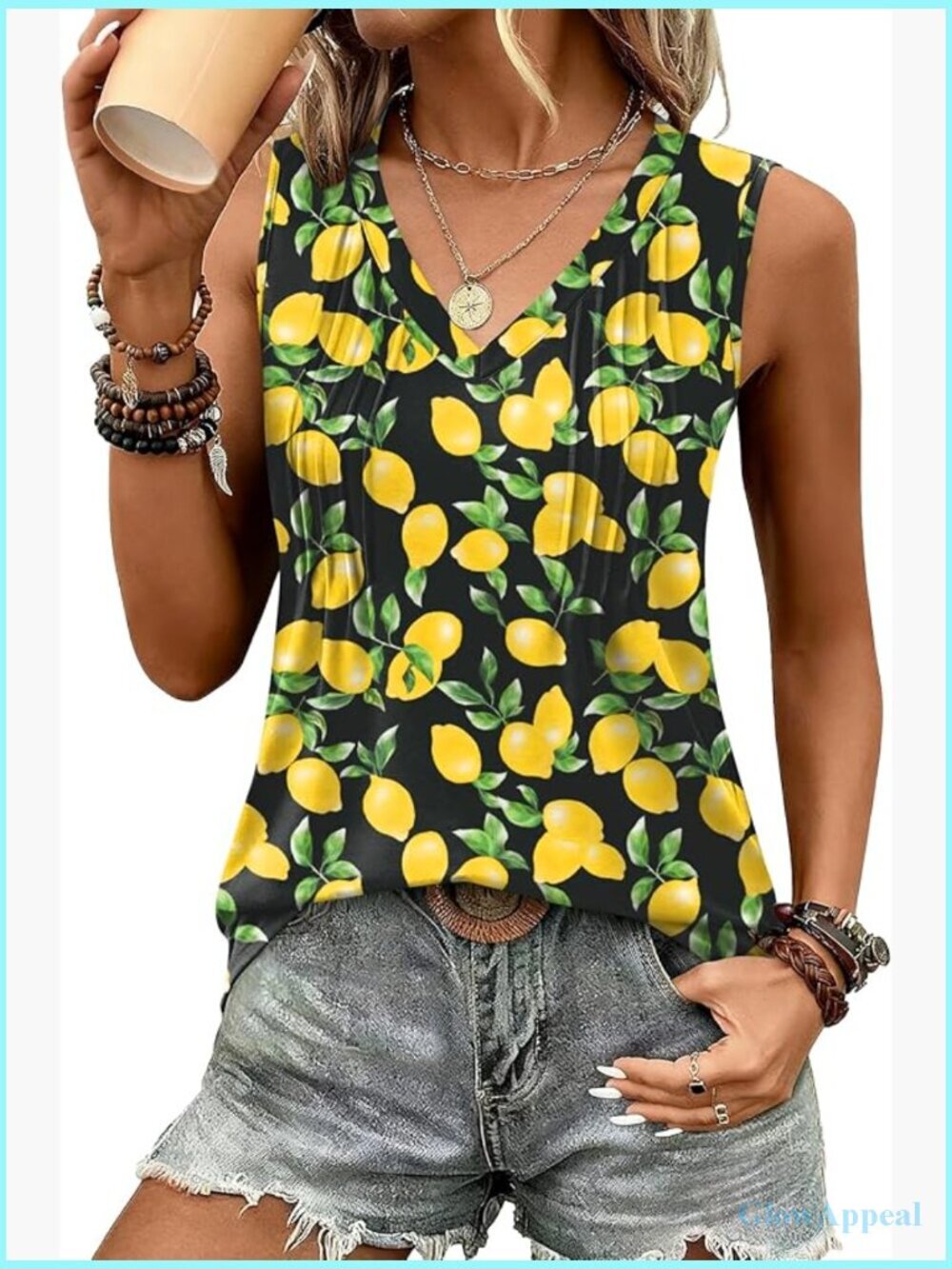 Loose Fit V Neck Tank Top Sleeveless Stretchy Summer Tunic